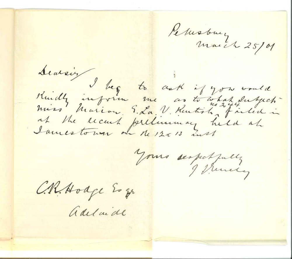 J J Emery - Petersburg - Subject candidate 244 Marion R failed in Preliminary Examination