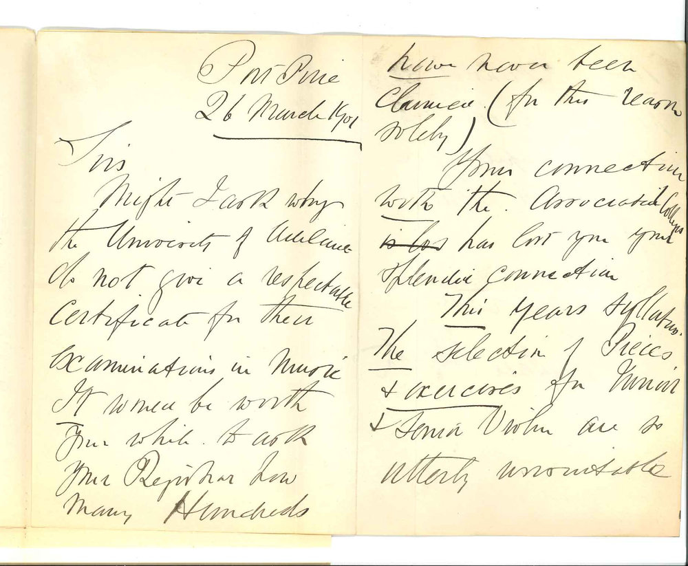 Caulfield Barton - Port Pirie - Concerning Music Certificates and Examinations