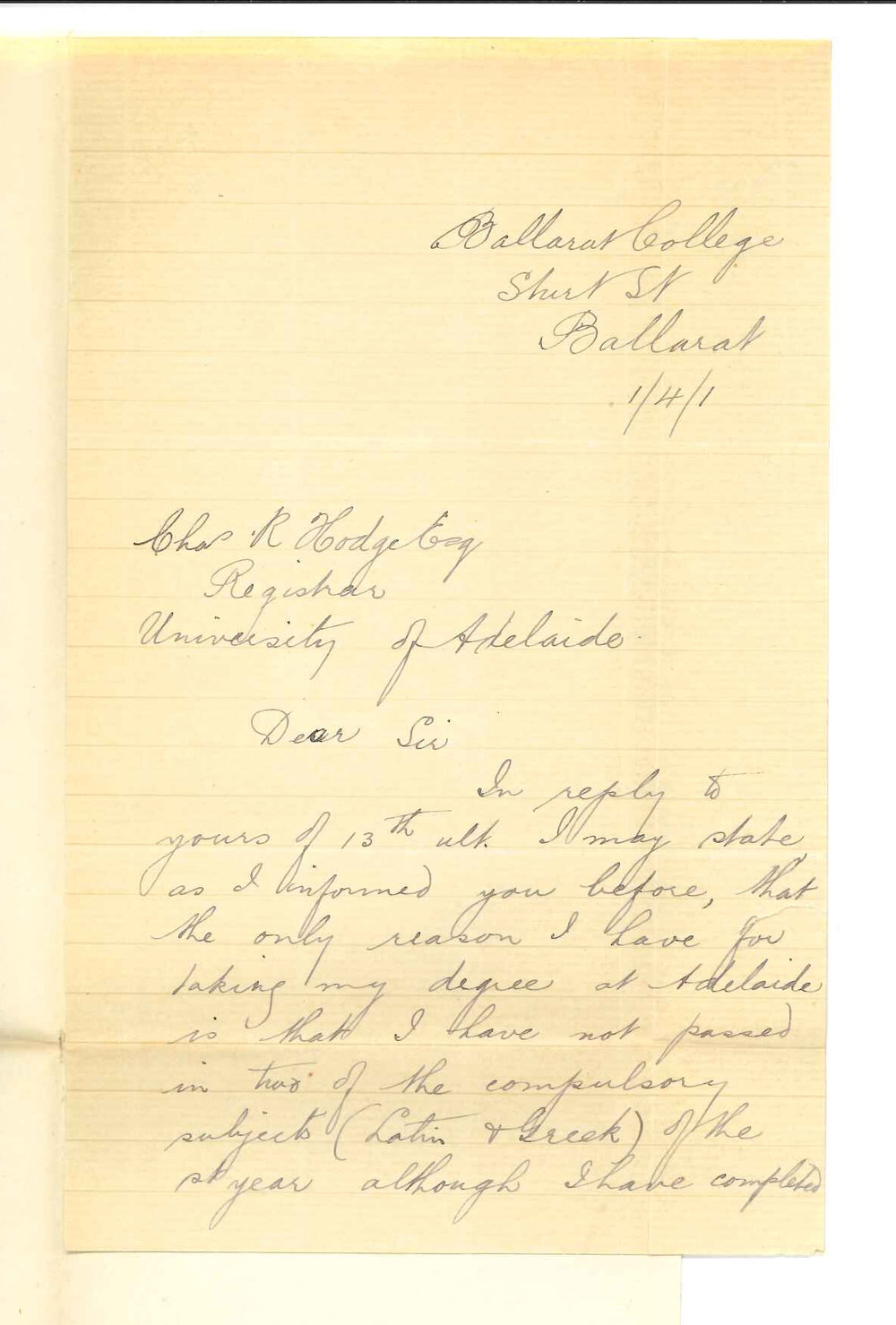 E R Johnson - Ballarat - Omission ad eundem statum