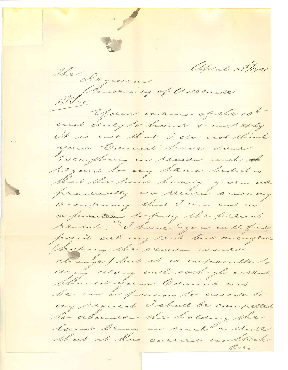 A Harding - Terowie - Rent of land at Terowie