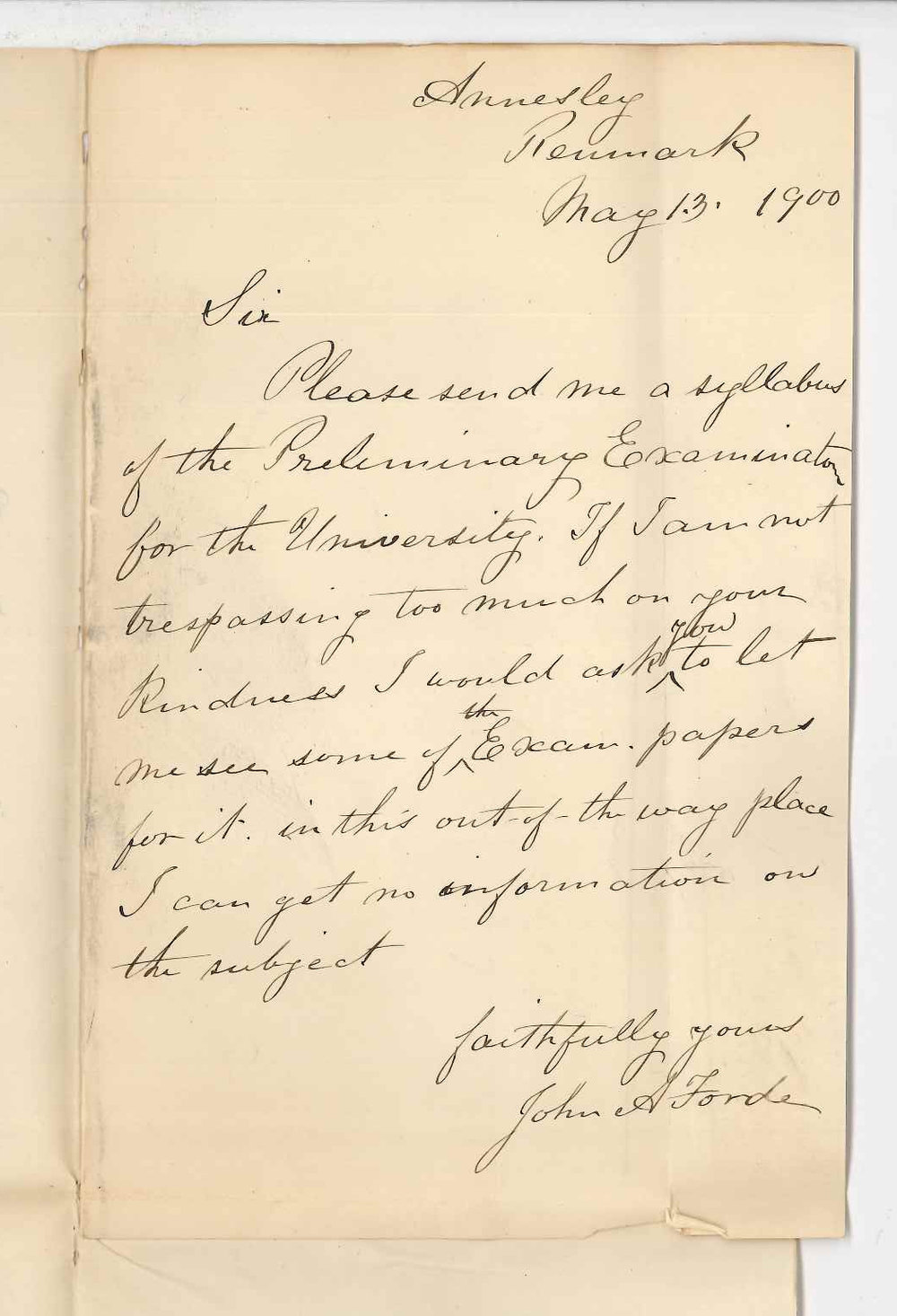 John Arnold Forde - Renmark - Information concerning Preliminary Examination