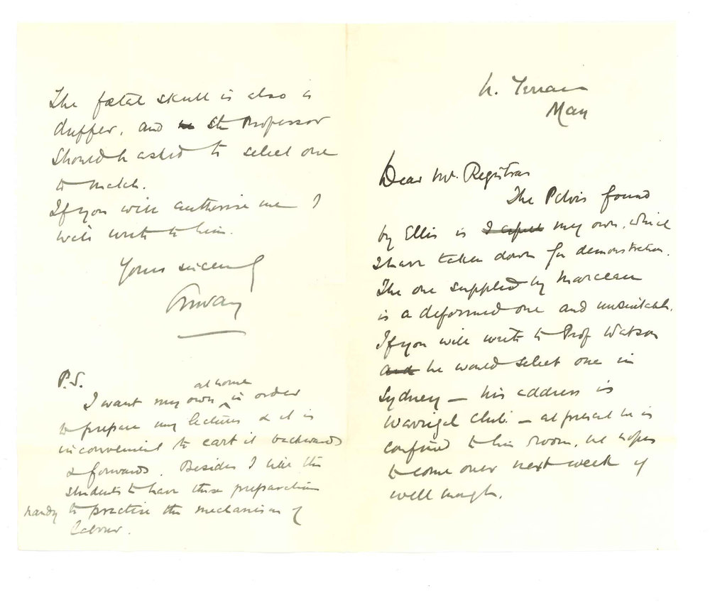 Edward Willis Way - Adelaide - Requesting material for demonstrations in Obstetrics