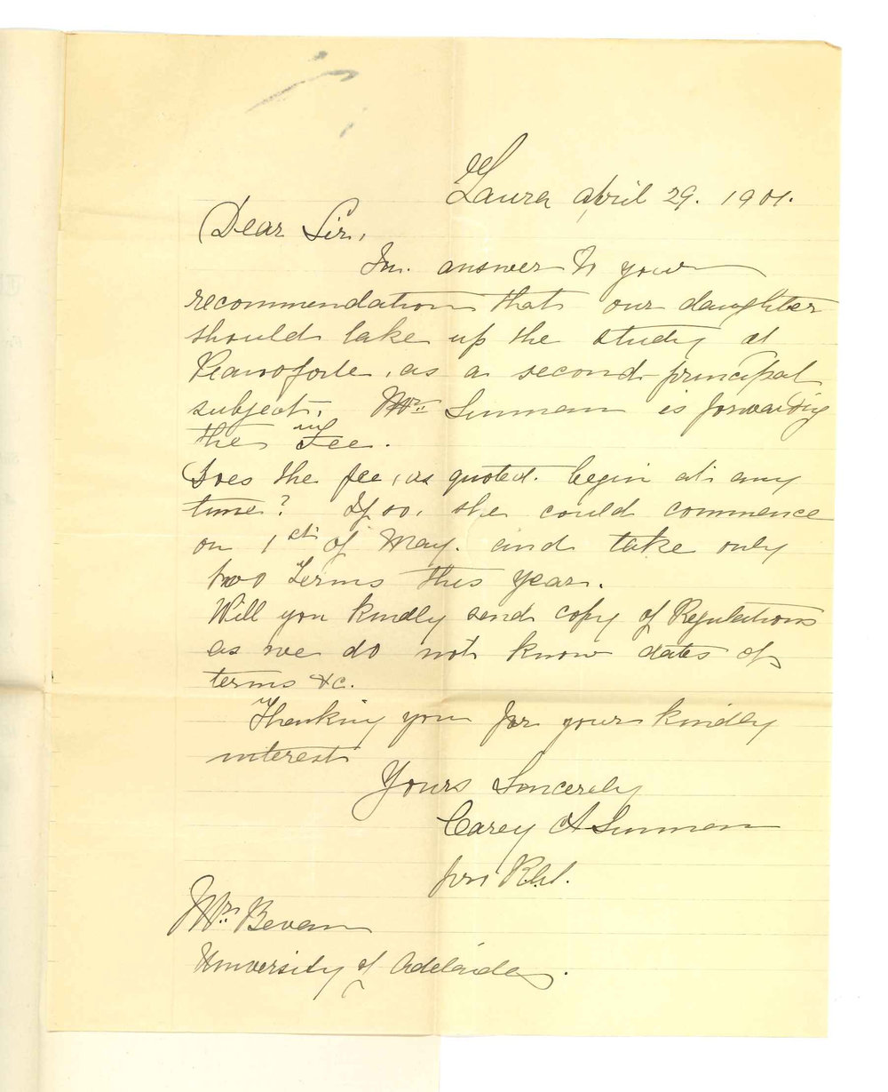 Carey A Sunman - Laura - Miss Daisy Coralie Sunman studies at the Conservatorium