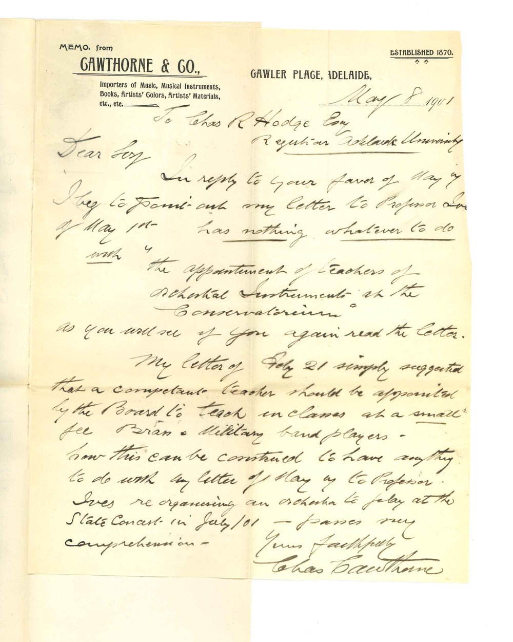 Charles Cawthorne - Adelaide - Teachers of Orchestral Instruments and Orchestra for Symphony