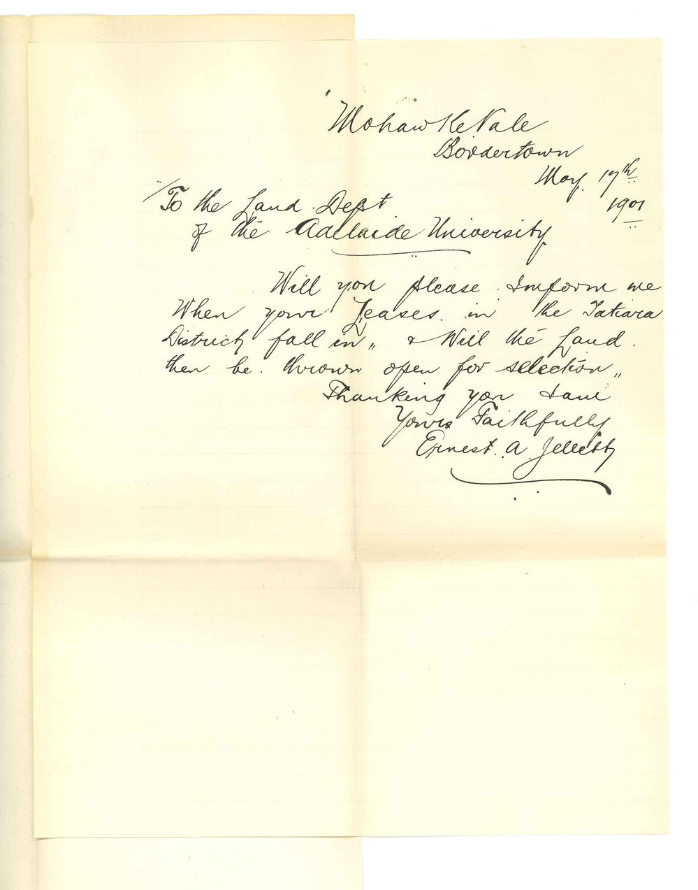 Ernest A Jellett - Bordertown - Concerning Tatiara leases