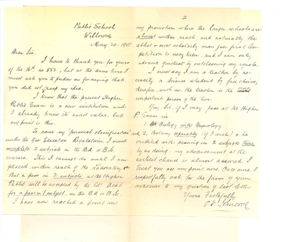 C F Johncock - Public School - Willowie - Concerning Higher Public Regulations