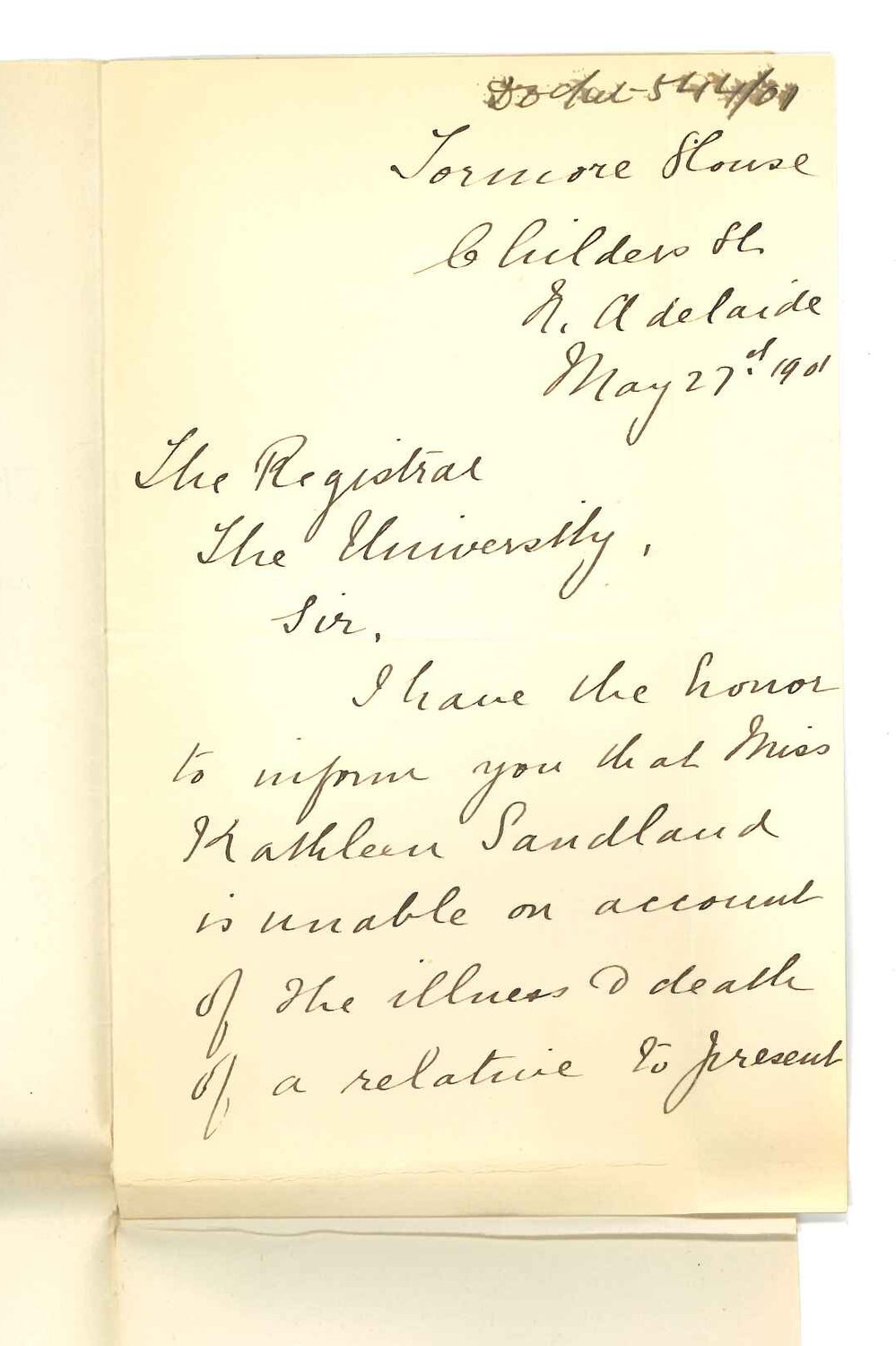 Miss Caroline Jacob - North Adelaide - Withdrawing candidate from Primary Music Examination