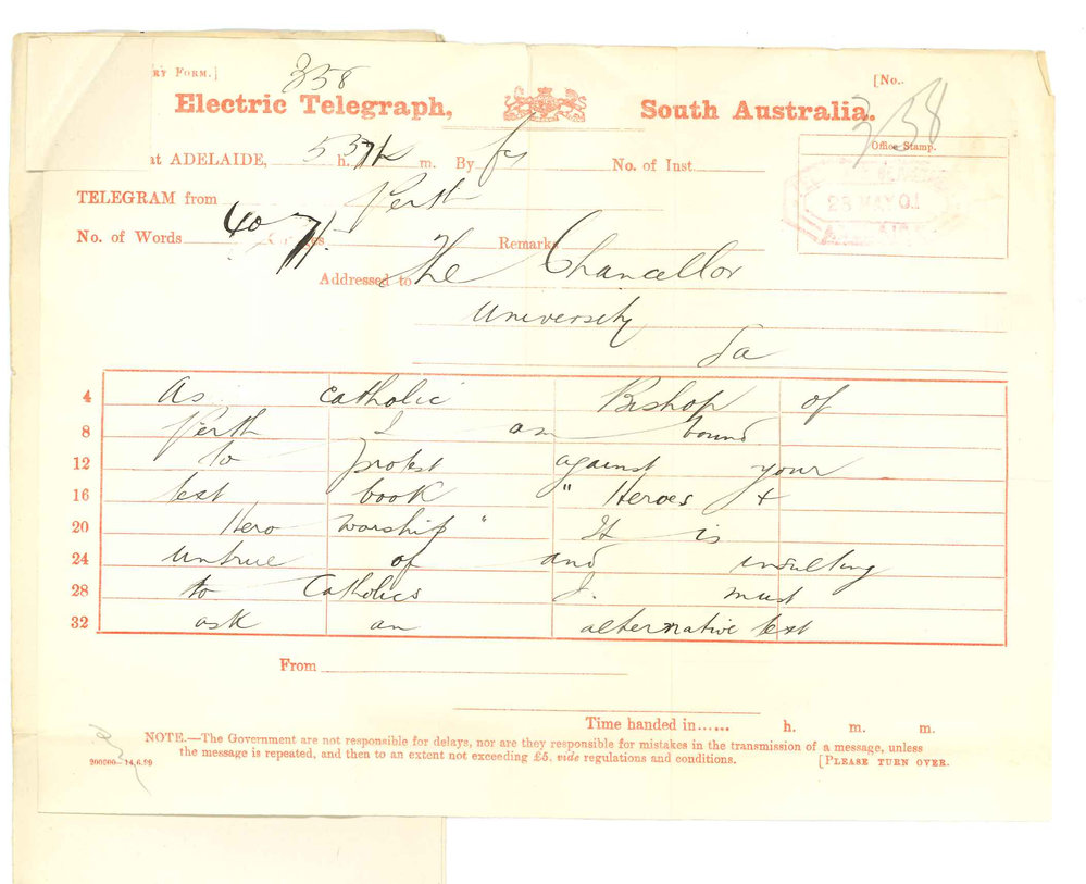 Catholic Bishop of Perth - Complaint against text book in English in Higher Public Exam