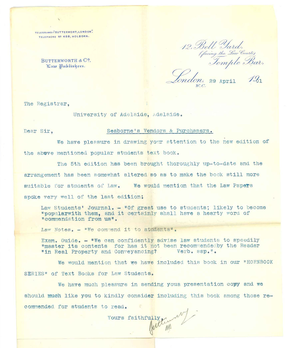 Butterworth and Company - London - Concerning Seaborne's vendors and purchasers Law textbook