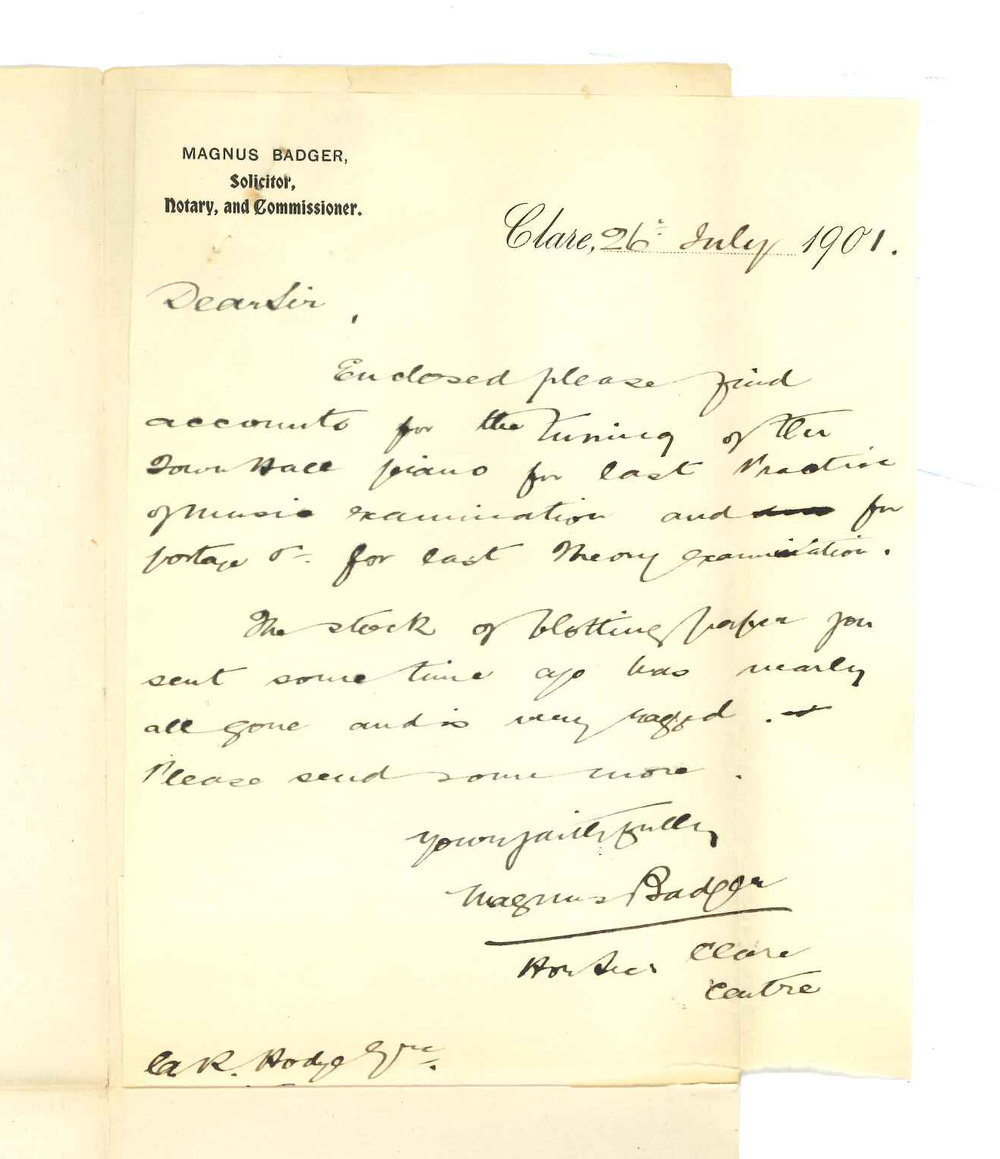 Magnus Badger - Solicitor - Clare - Forwarding accounts and asking for blotting paper