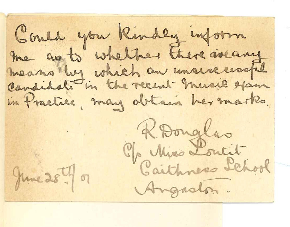 Miss R Douglas - Angaston - Concerning Primary Practice of Music cards of marks