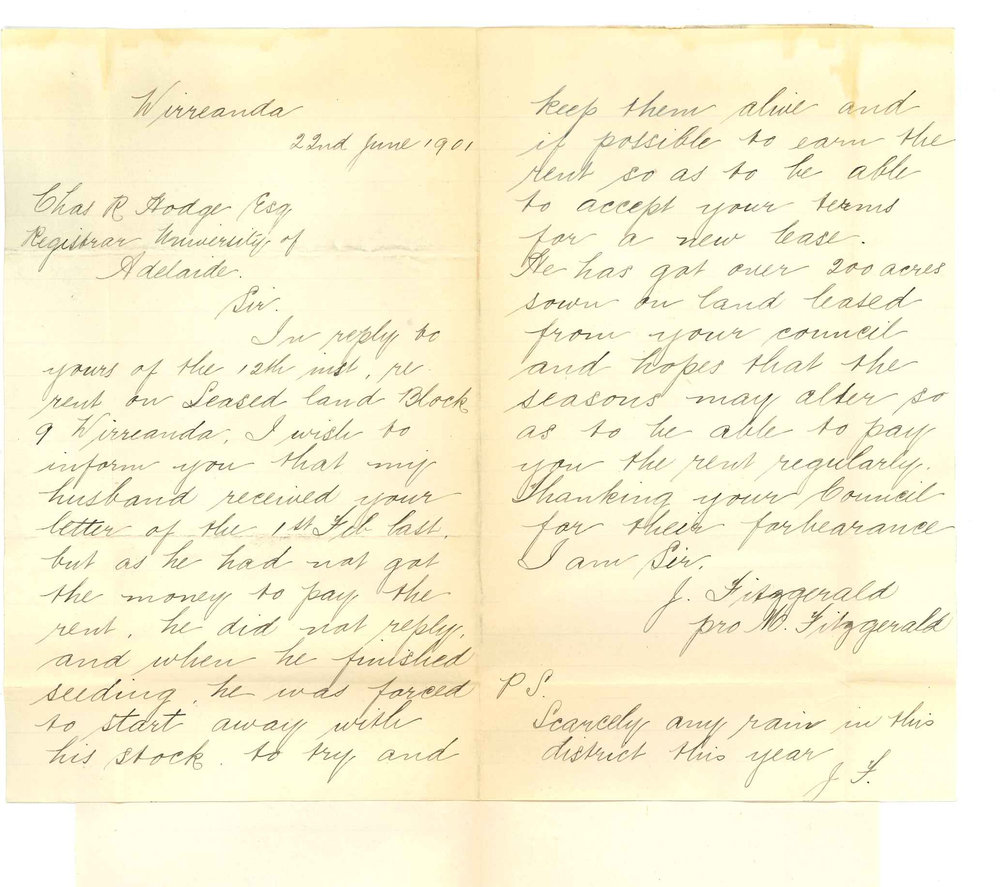 M Fitzgerald - Wirreanda - Arrears of rent
