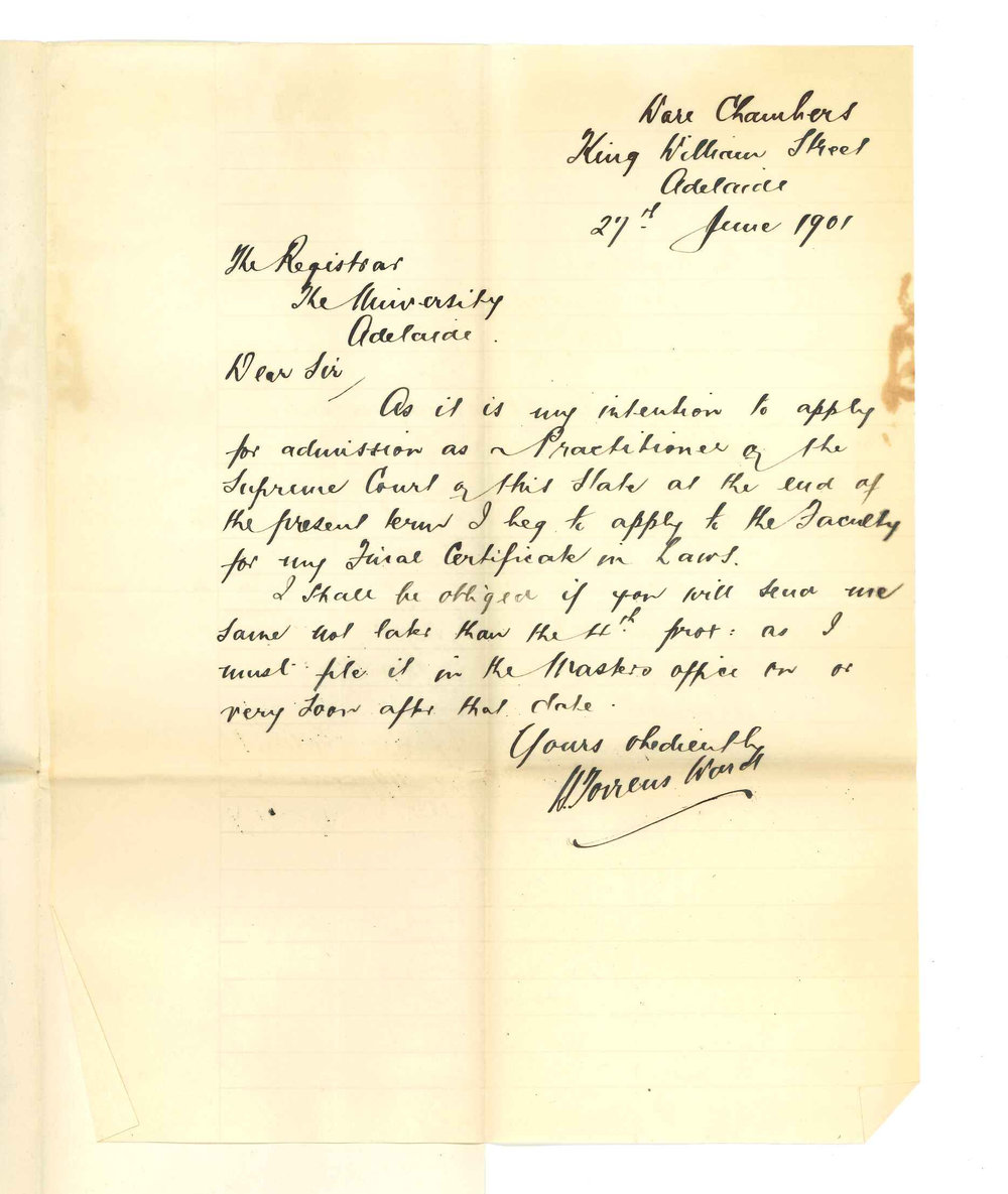 Henry Torrens Ward - Adelaide - Application for final Certificate