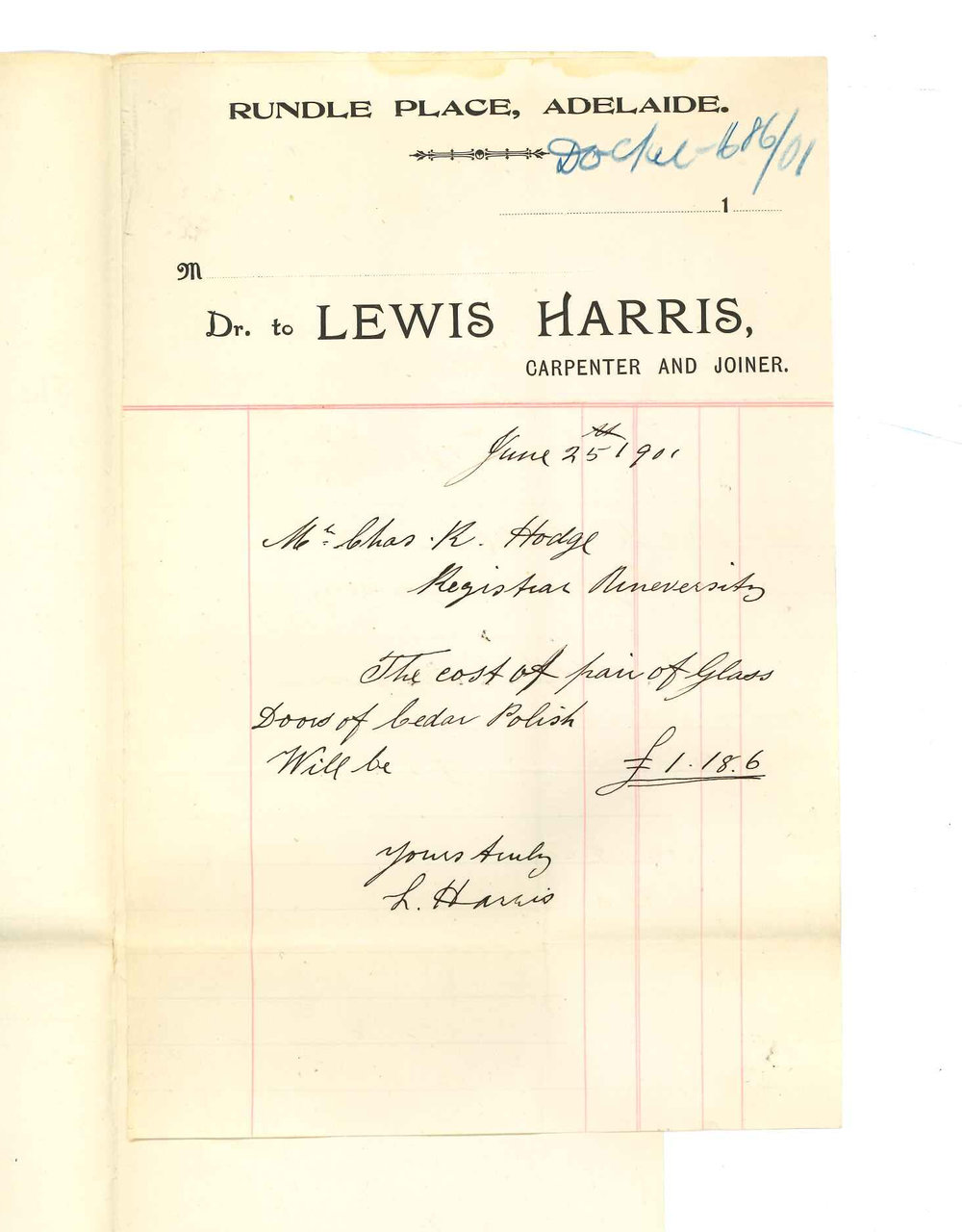 Lewis Harris - Adelaide - Cost of two glass doors of polished cedar