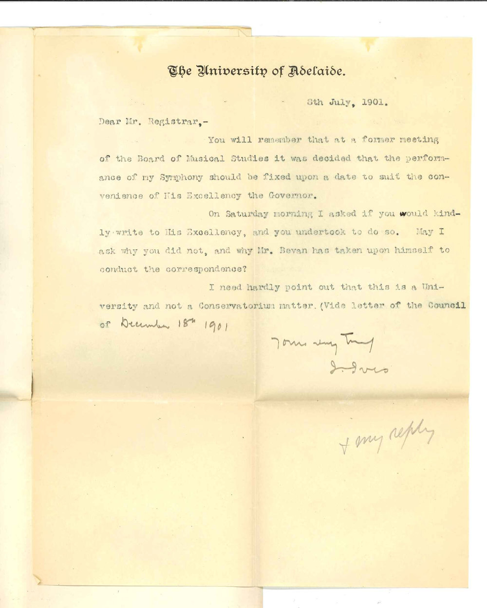 Professor Joshua Ives - The University - Why Registrar instead of Acting Director did not invite Governor to Symphony Concert
