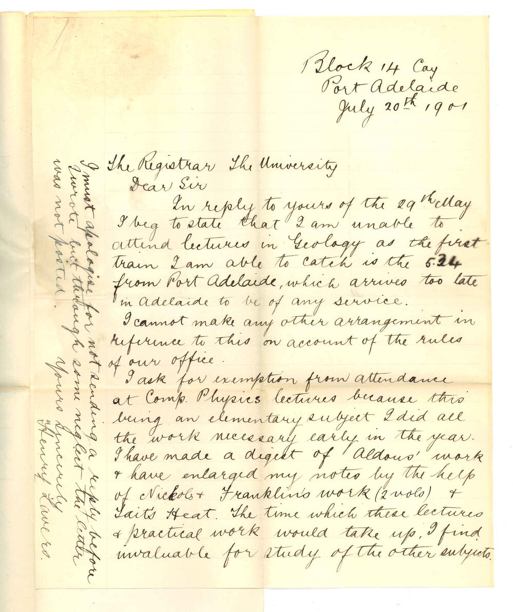 Henry Lavers - Port Adelaide - Application for exemption from lectures