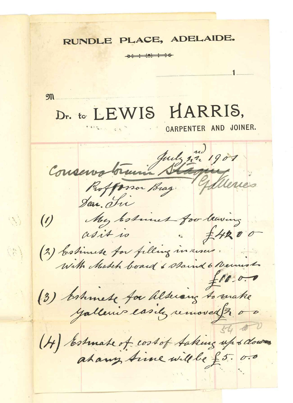 Lewis Harris - Adelaide - Forwarding estimates for Conservatorium galleries