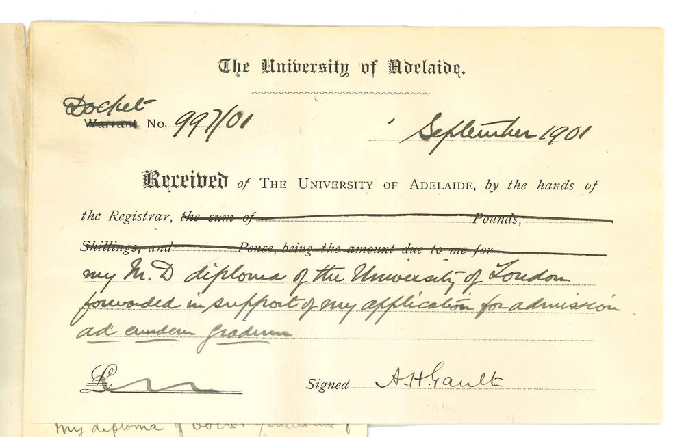 Arthur Henry Gault MD - Lower Mitcham - Requesting to be admitted ad eundem gradum