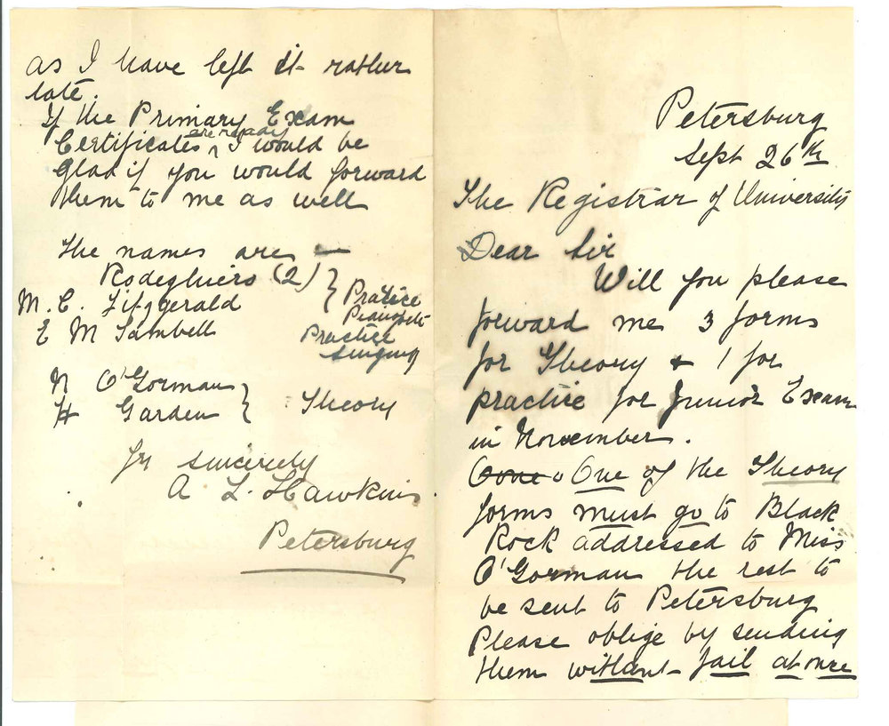 Miss A L Hawkins - Petersburg - Requesting Primary Music Examination Certificates