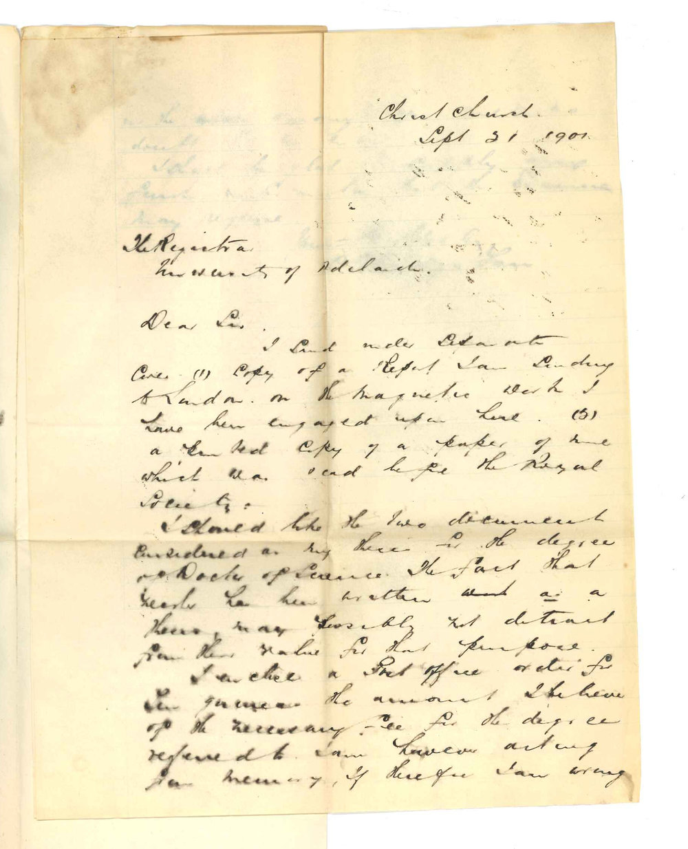 Clinton Coleridge Farr - Christ Church - Concerning Thesis for DSc degree