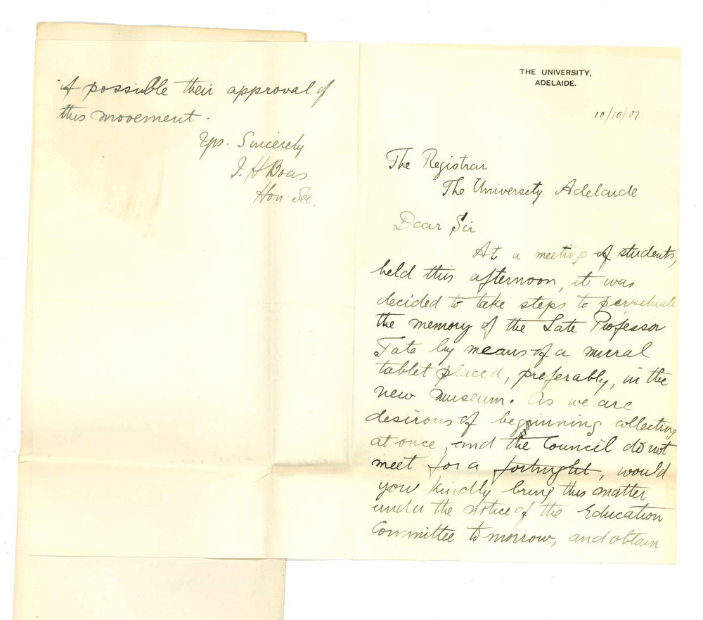 Isaac Herbert Boas - University - Tablet in memory of Professor Tate