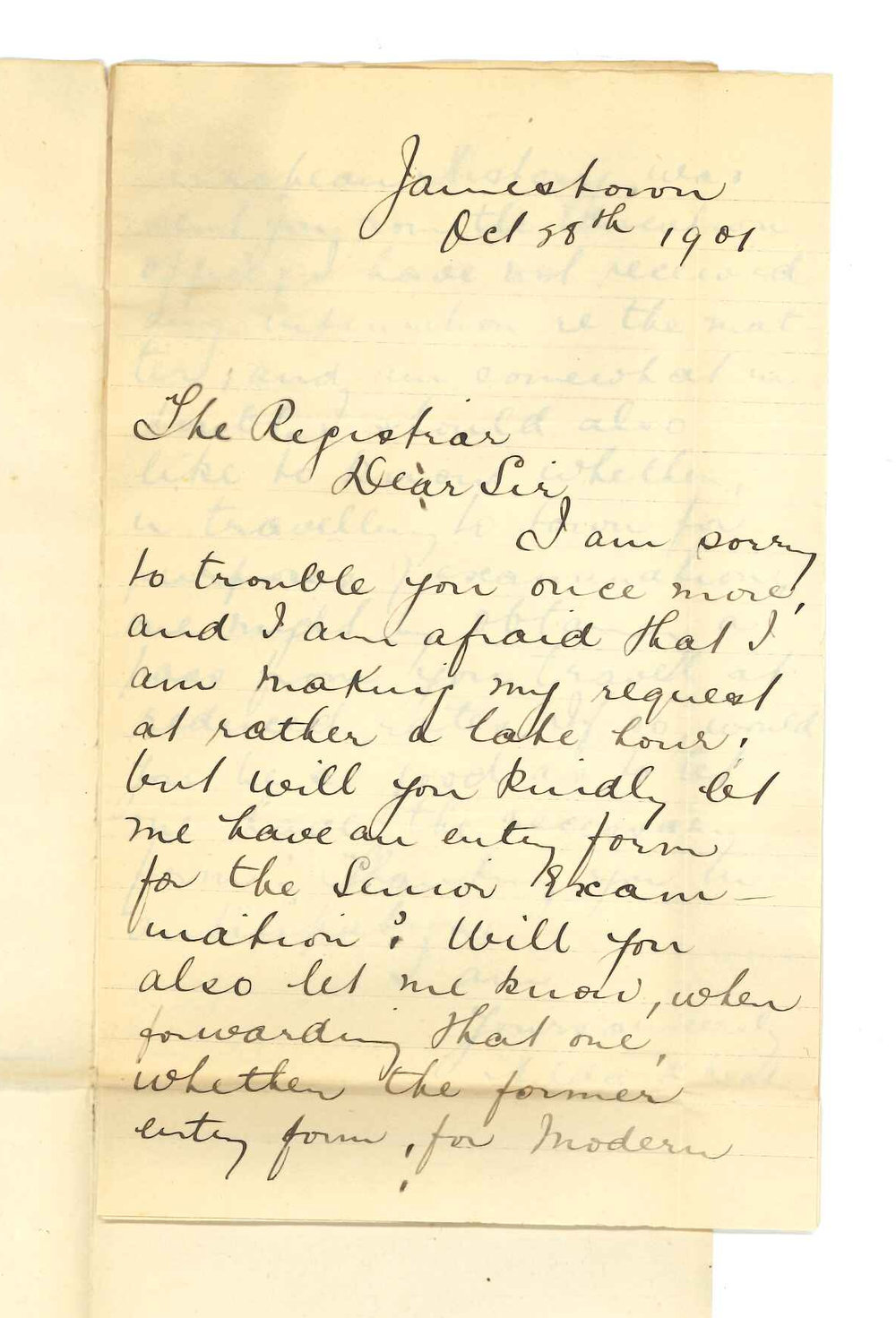 Miss Hilda K Neate - Jamestown - Exemption attendance at lectures