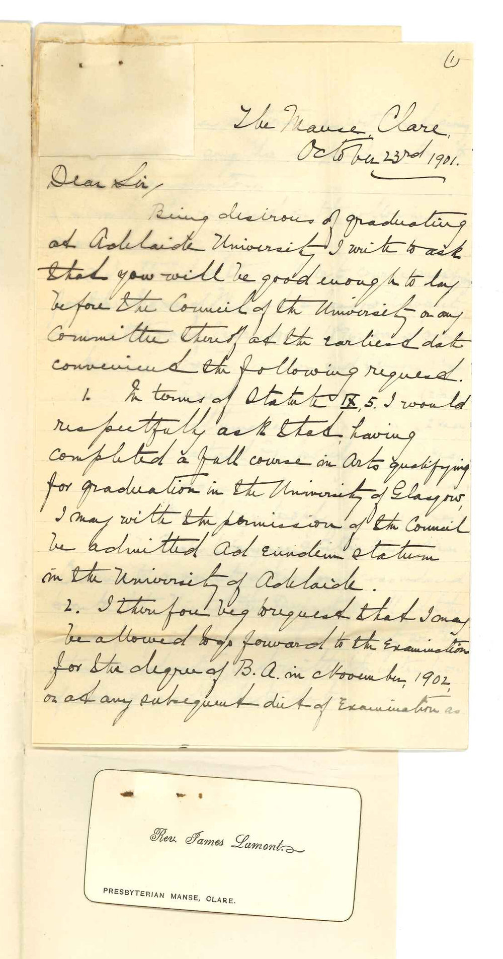 Reverend James Lamont - Clare - Admission ad eundem statum