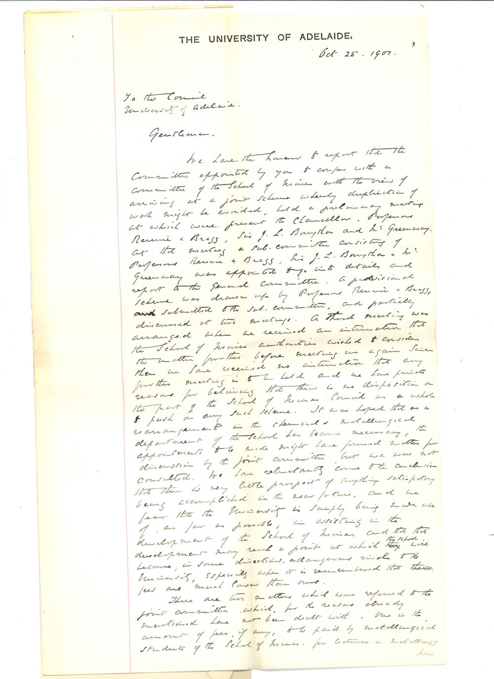 Professors William Henry Bragg and Edward Henry Rennie - The University - Relations between University and School of Mines