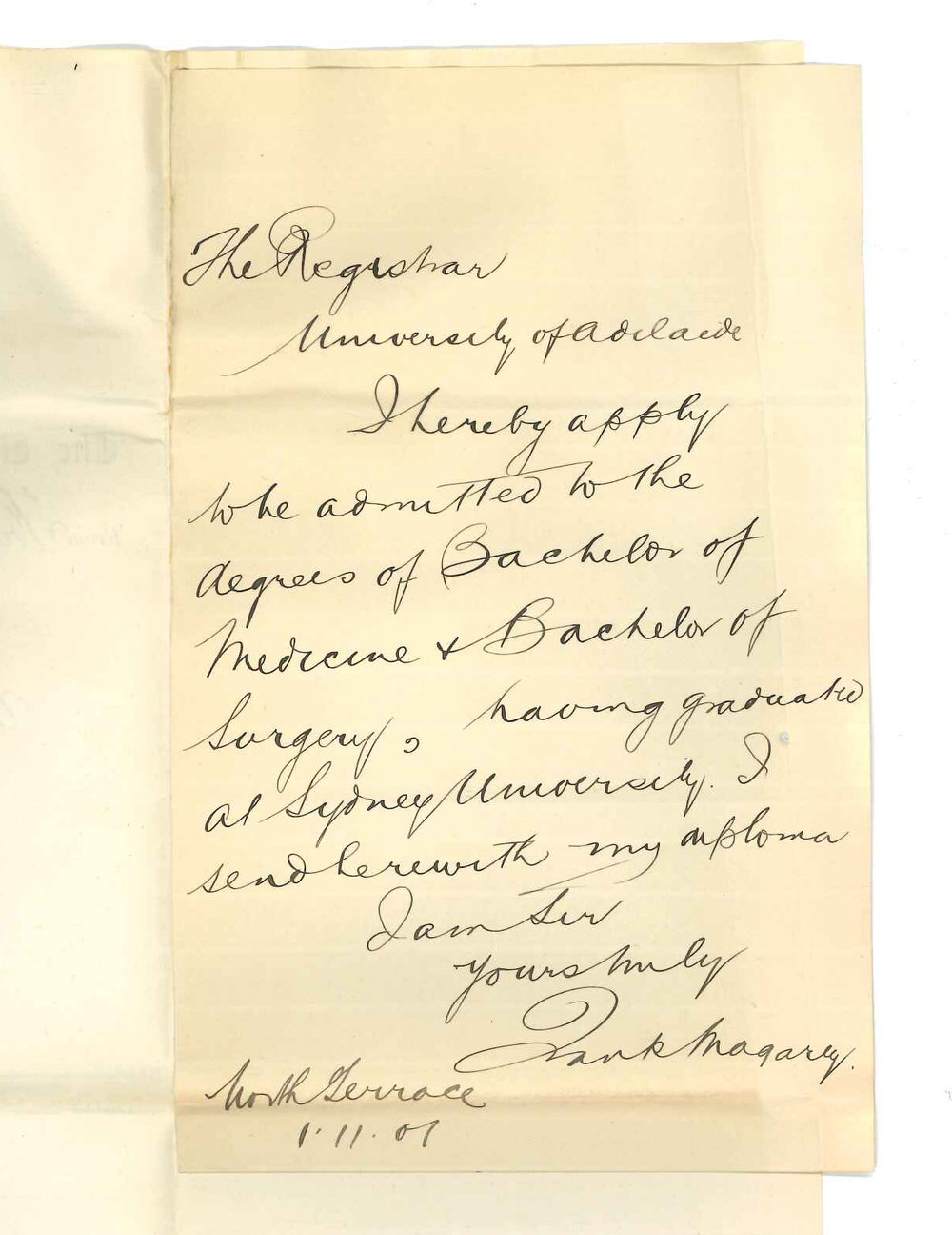 Frank Magarey MB ChB - Adelaide - Admission ad eundem gradum