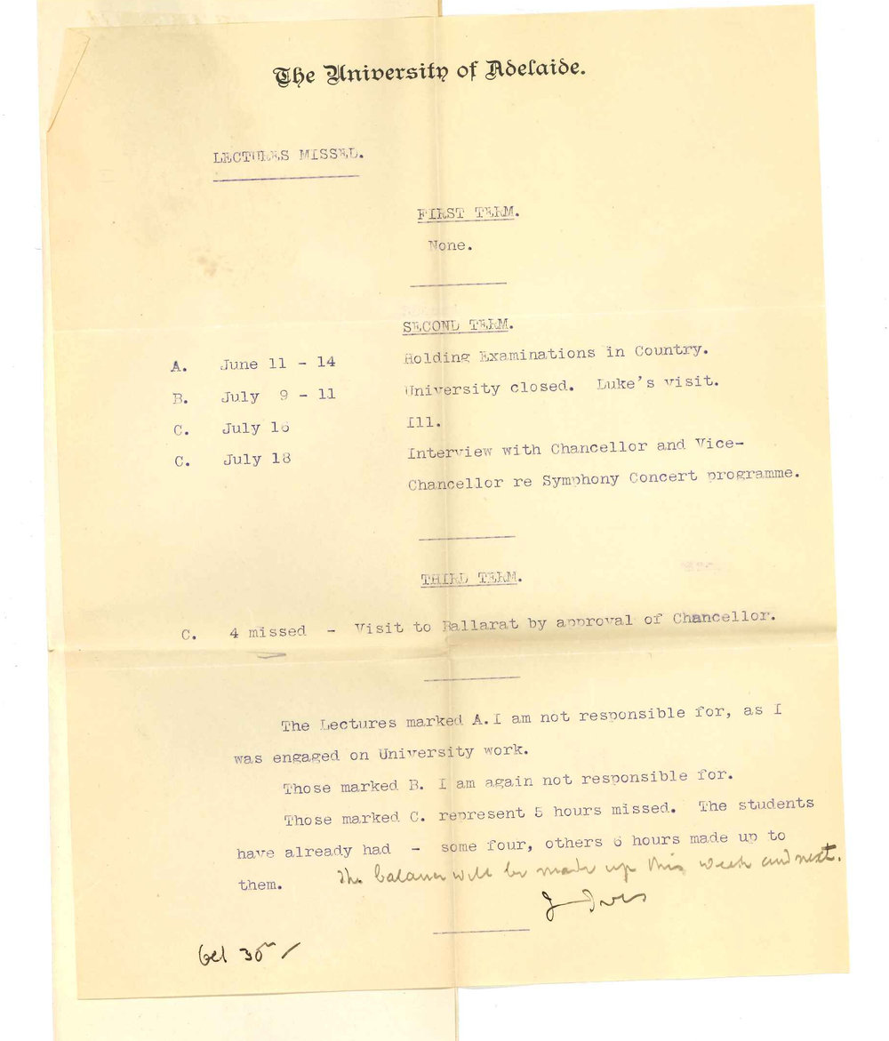 Professor Joshua Ives - The University - Report on lectures missed