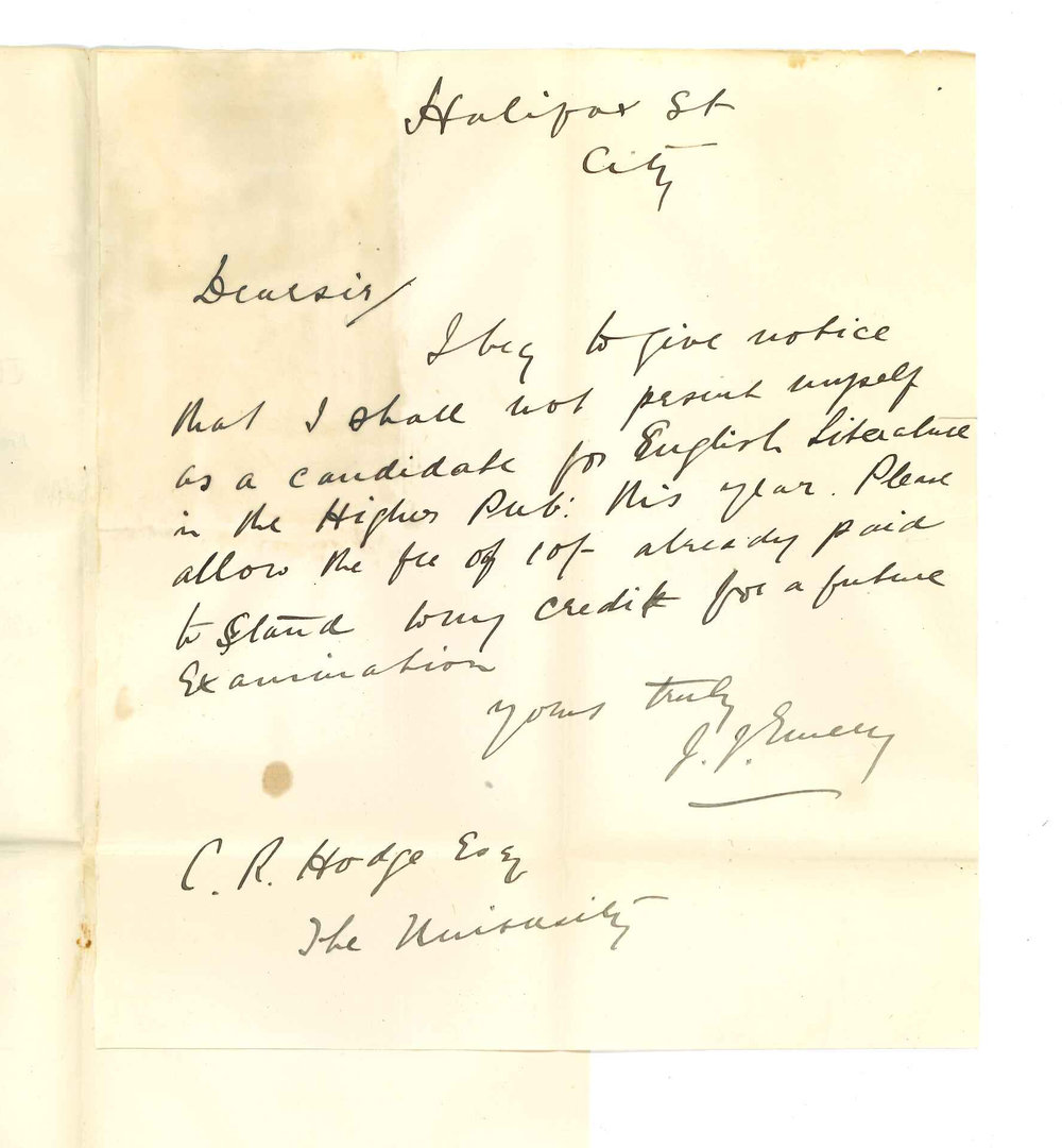 J J Emery - Adelaide - Withdrawing from the Higher Public Examination