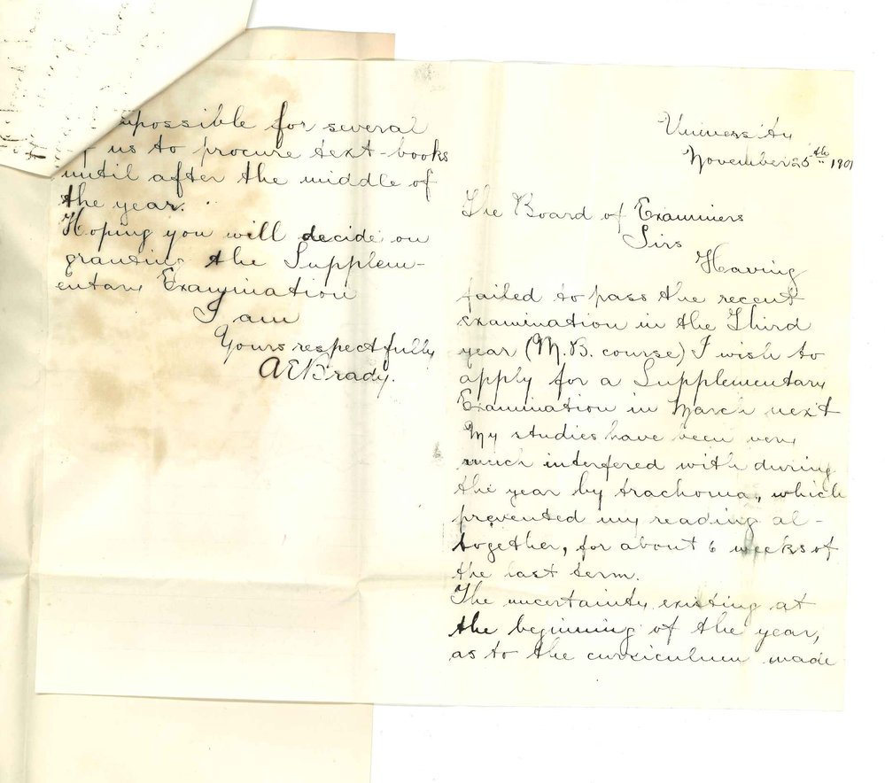 A E Brady - University - Asking for Supplementary Examination in March