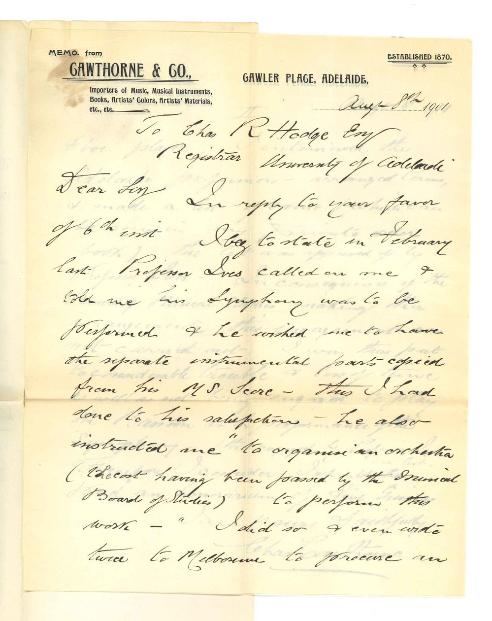 Charles Cawthorne and Co - Adelaide - Symphony Concert and Orchestra