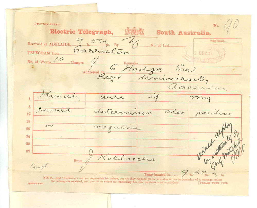 John Kollosche - Carrieton - Asking for results of MA Exam be wired to him