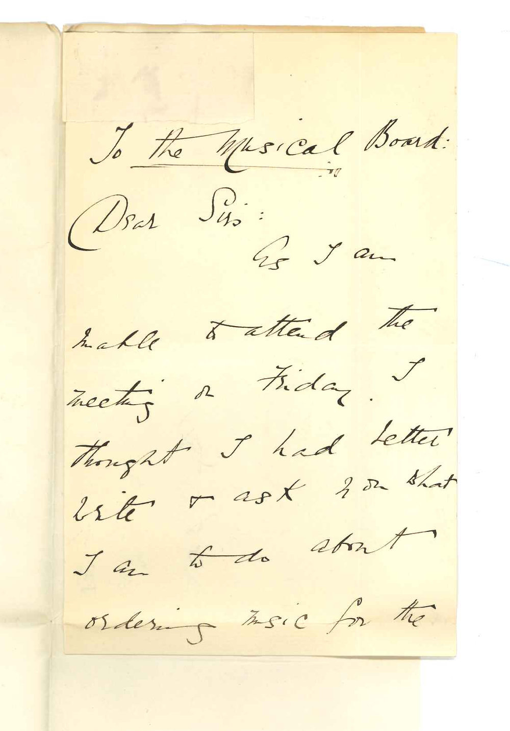 Miss Gulielma Hack - Adelaide - Ordering Music for Part Singing Class and Asking for the use of a Grand Piano