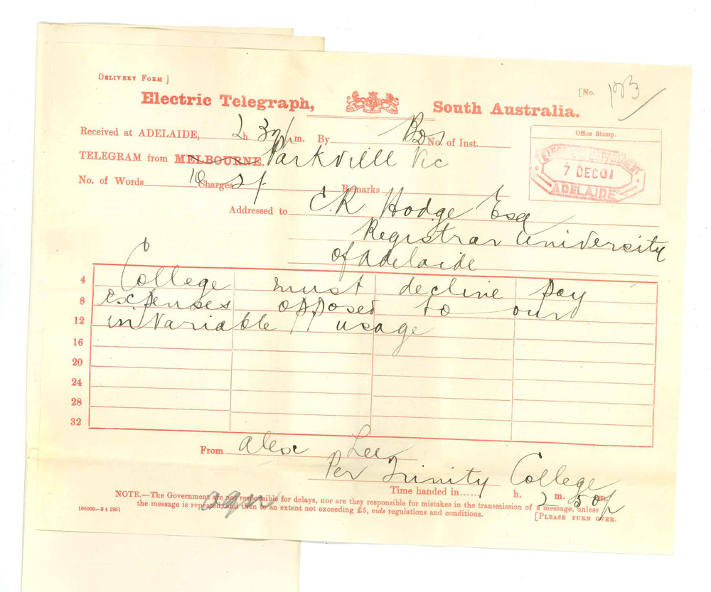 Dr Alex Leeper - Trinity College Melbourne - Declines to pay expenses for Exam