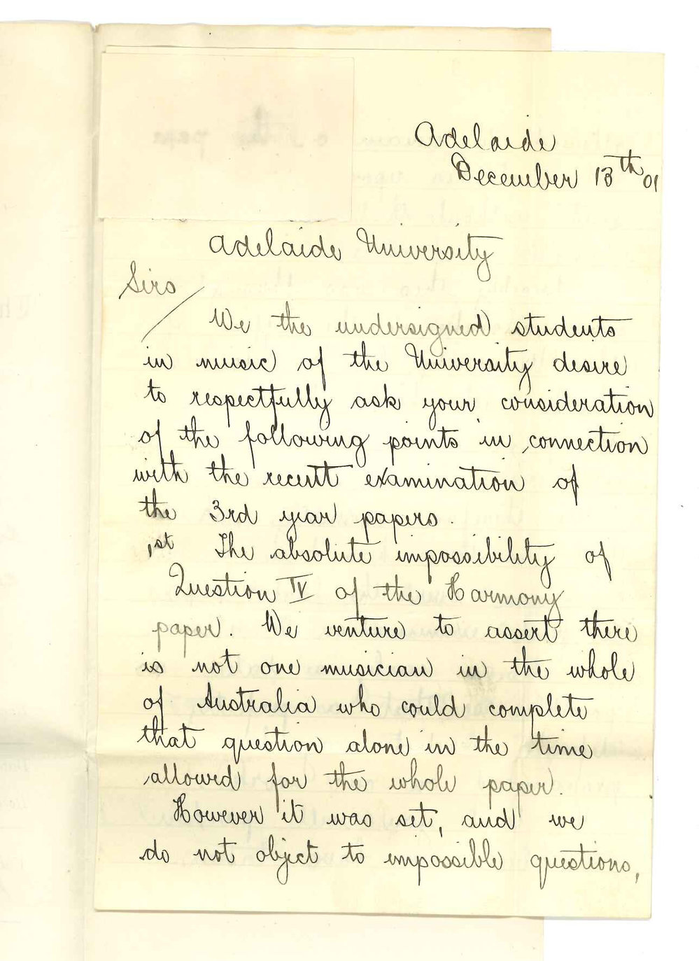 Norman Burnell - Jeannie Jelley - Mary Rosman - Florence Wainwright - May Whillas - Request for another Third Year Examination
