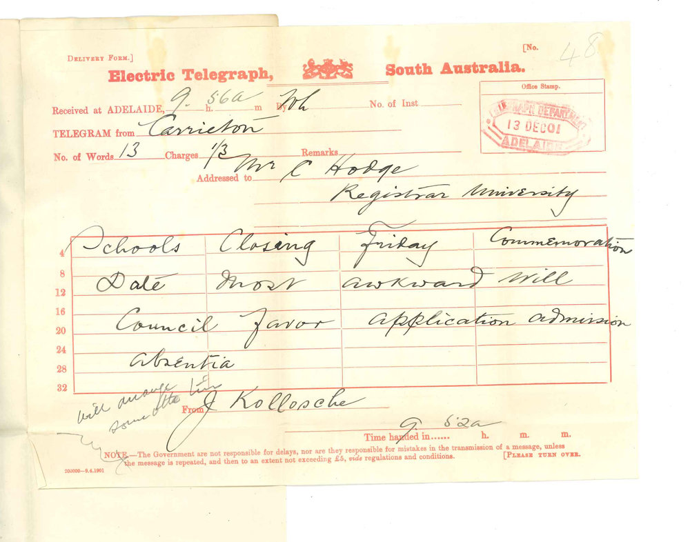 J Kollosche - Carrieton - Admission in absentia