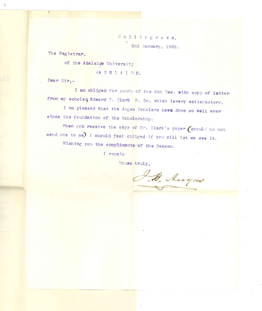John Howard Angas - Collingrove - E V Clark and the Angas Scholarship