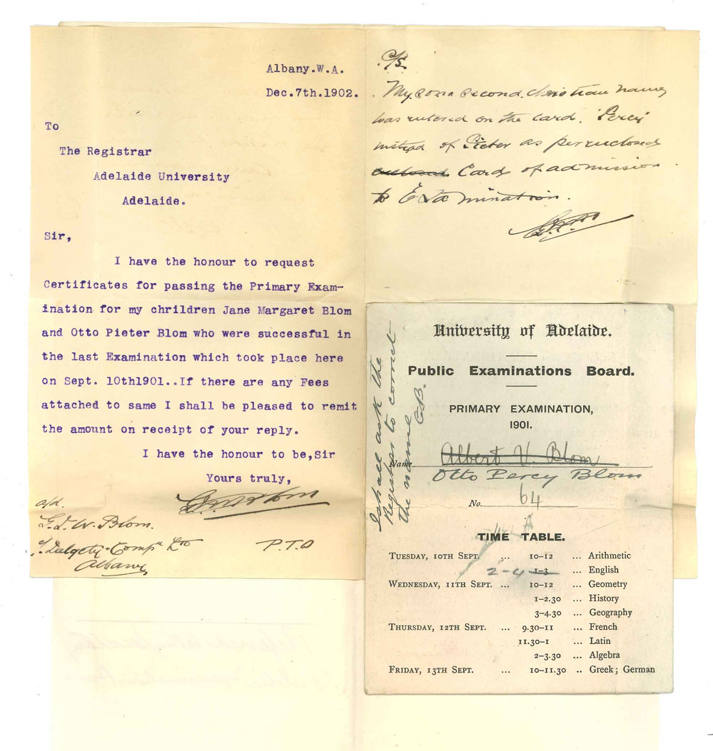 G L W Blom - Albany - Requesting Certificates for Primary Public Exam