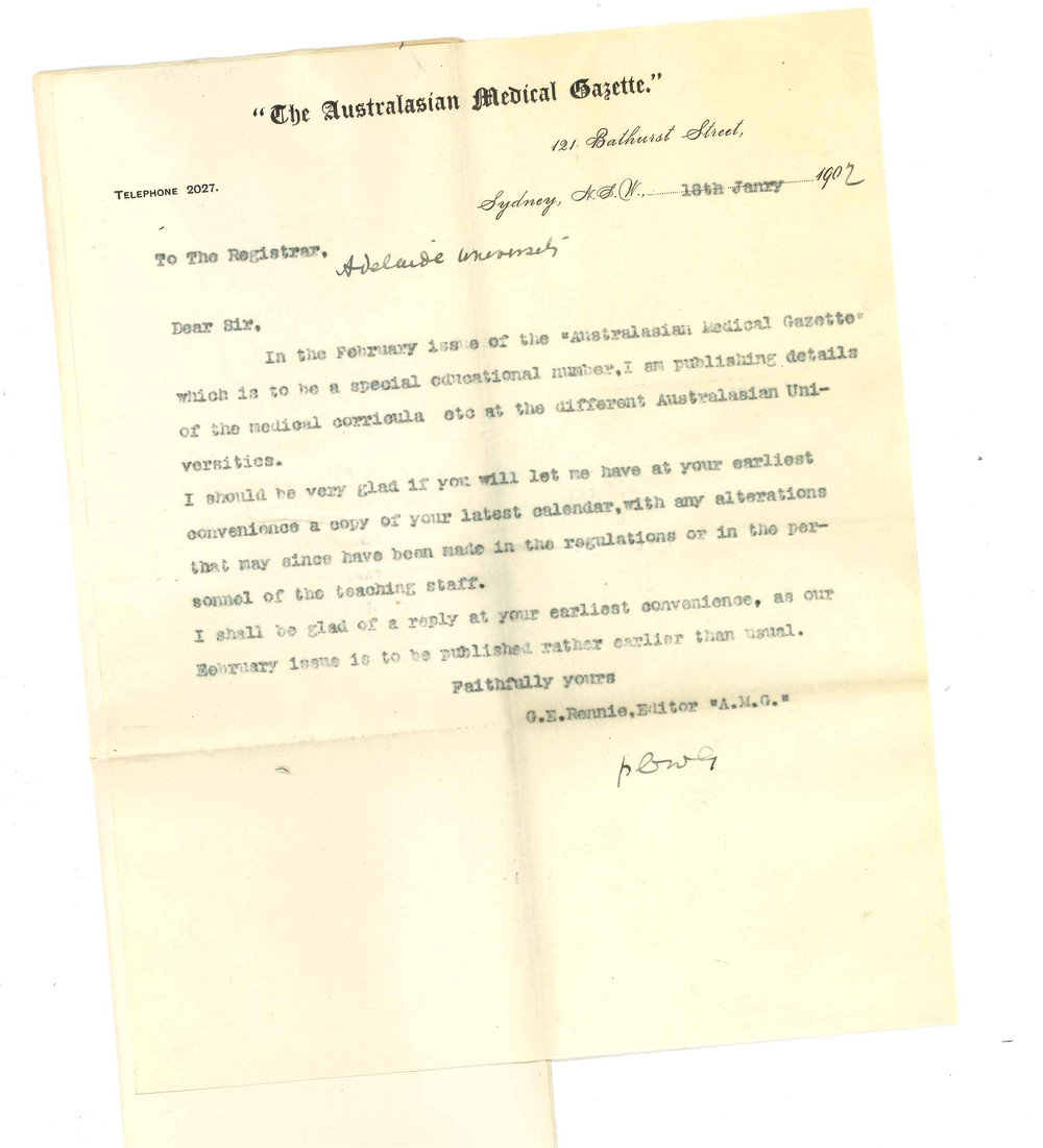 G E Rennie - Sydney - Requesting latest issue of Calendar