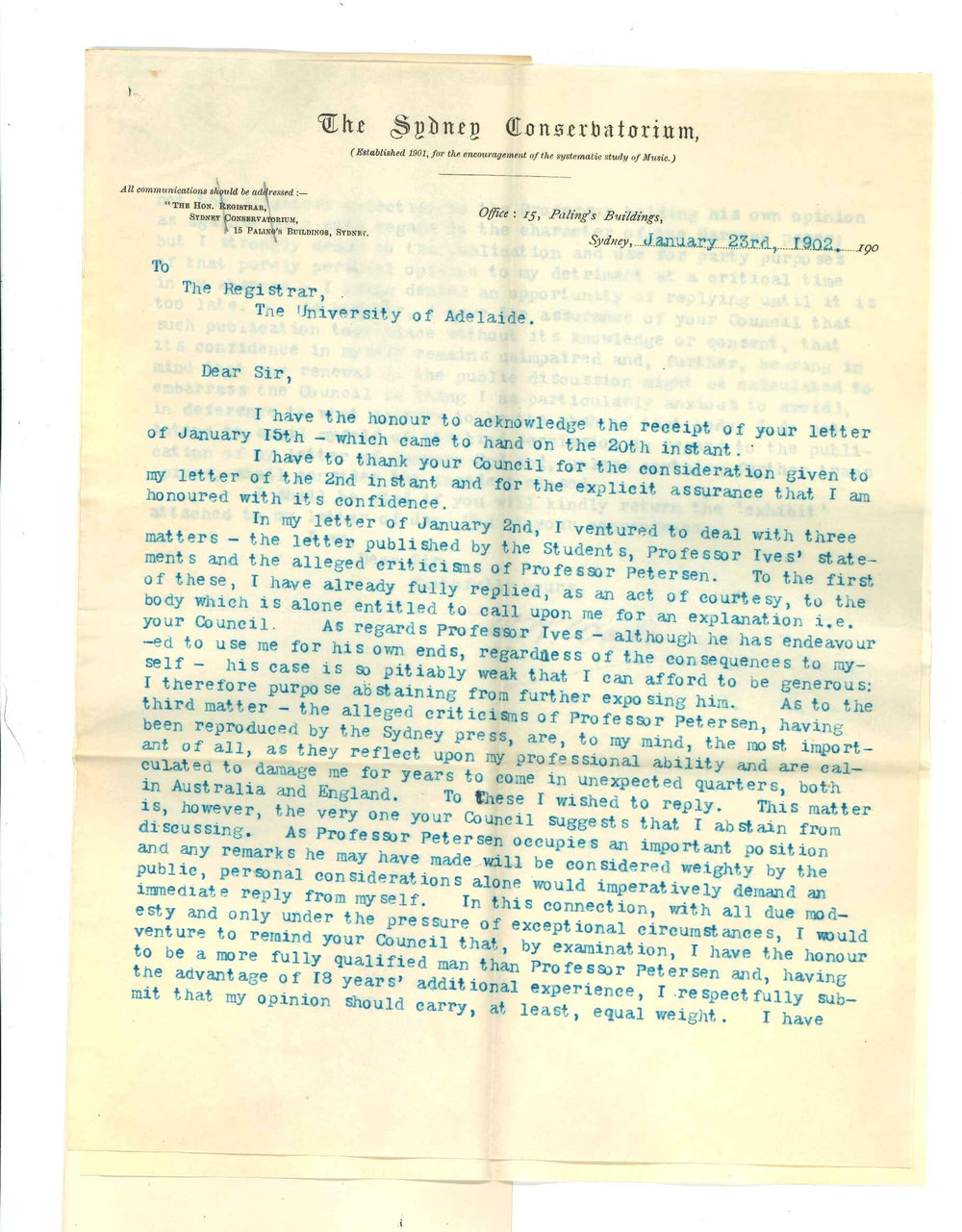 William H Wale - Sydney - Publication of letter of the 2nd Instant