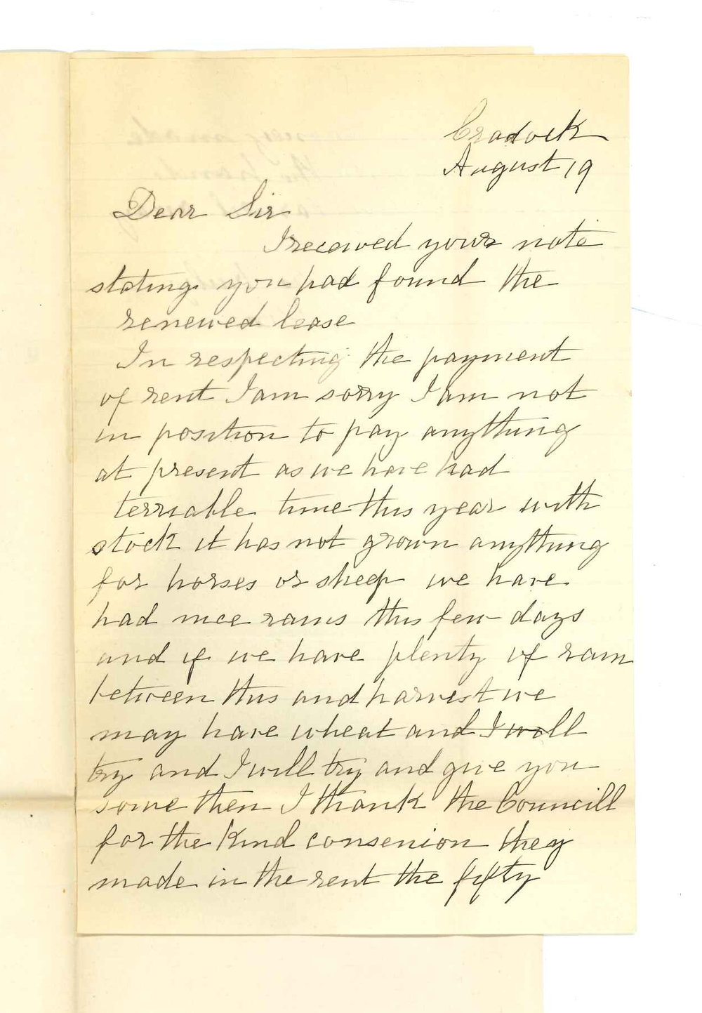 Mrs J A Box - Cradock - Concerning arrears of rent