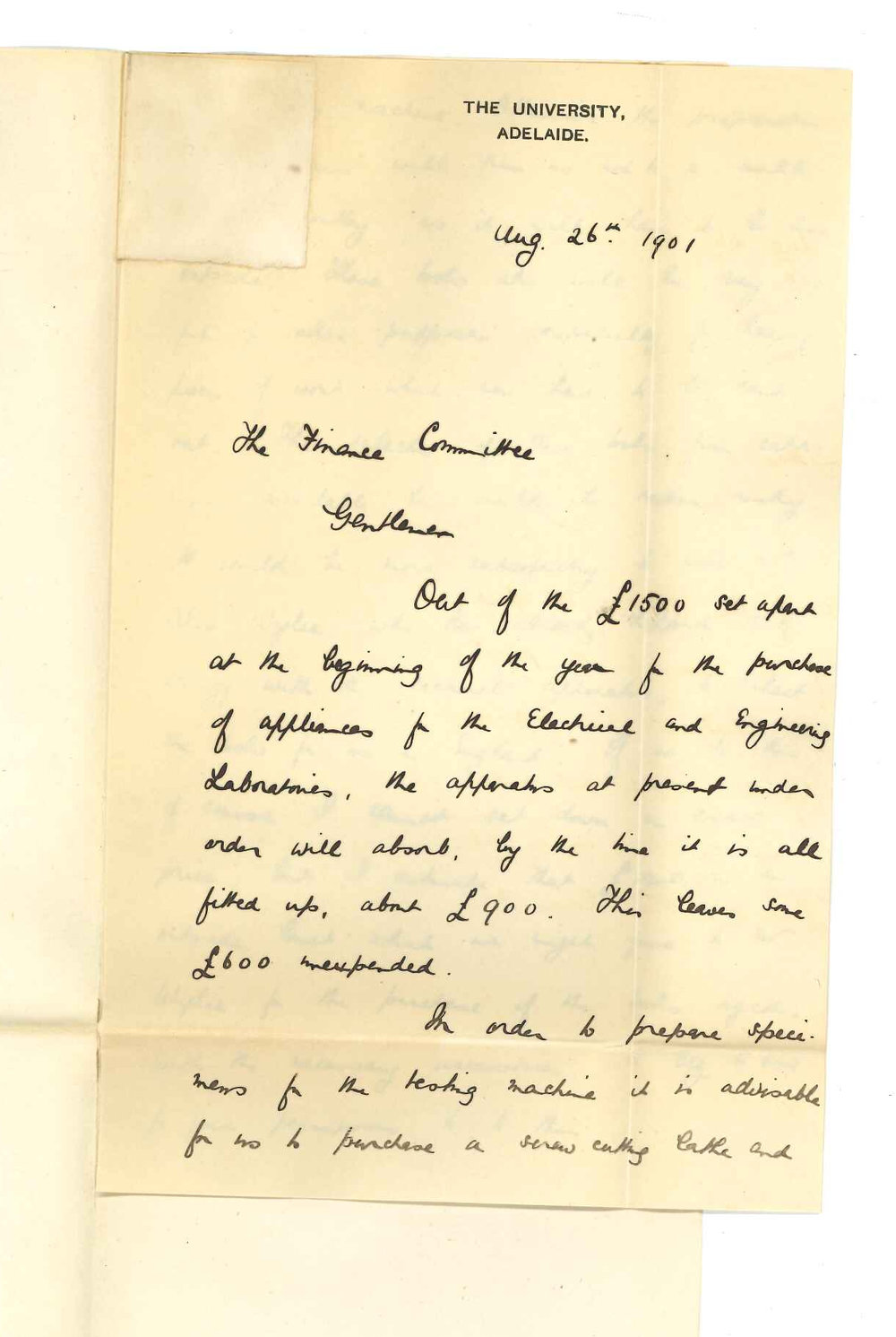 Robert William Chapman - The University - Permission to order tools from England