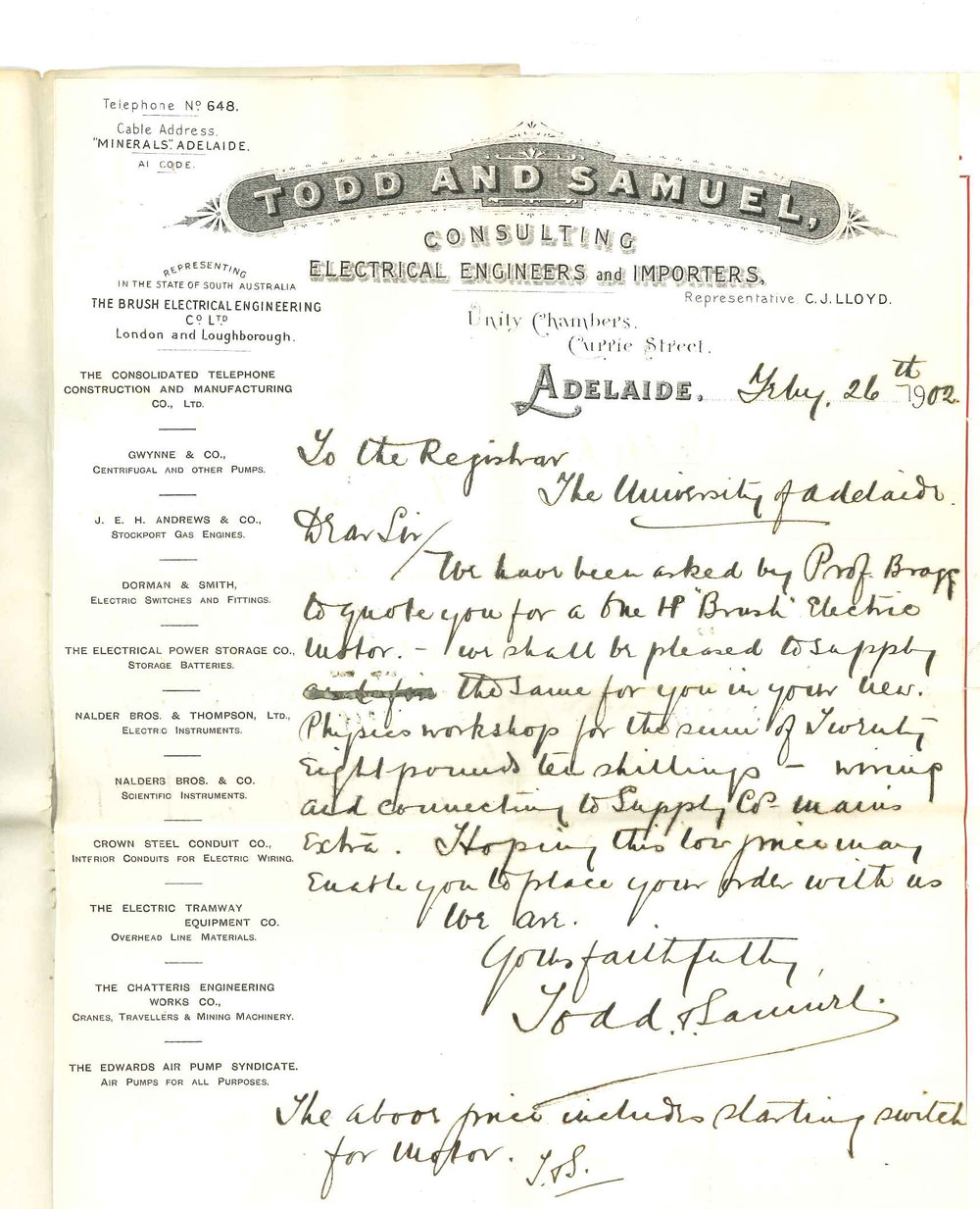 Todd and Samuel - Adelaide - Giving price for HP Brush Electric Motor