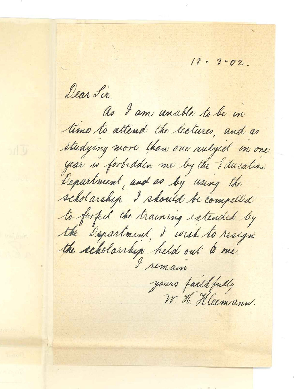 William H Kleemann - Resigning Evening Scholarship