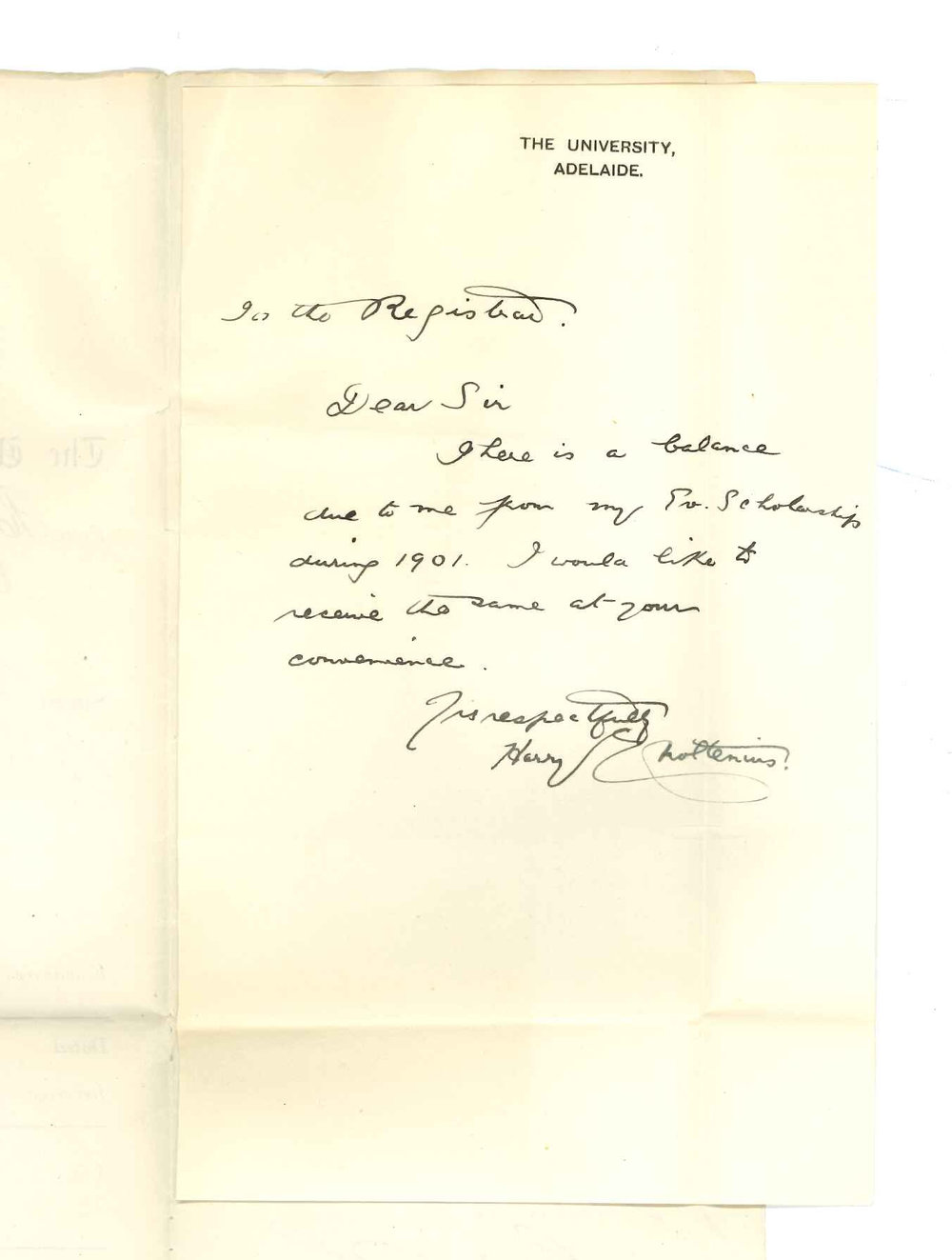 Harry E Noltenius - University - Requesting surplus of Evening Scholarship