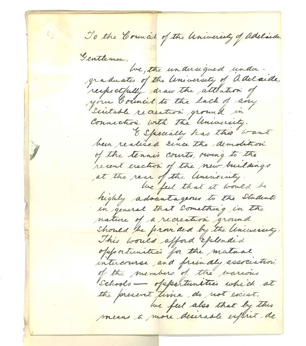 Undergraduate students - University - Asking that something in the nature of recreation ground be provided