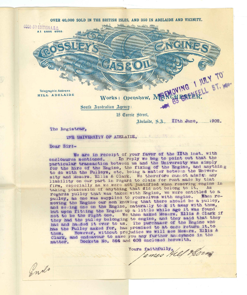 James Hill and Sons - Adelaide - With respect to hire of Pulleys