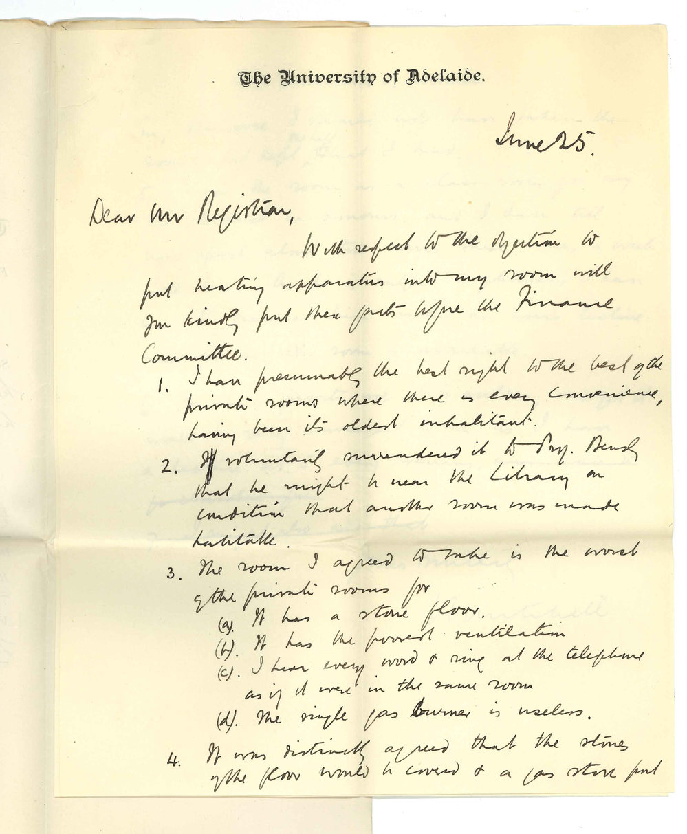 Professor William Mitchell - The University - With respect to heating apparatus for his private room